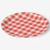 Assiettes En Carton Motif En vichy blanc rouge (Angle)