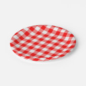 Assiettes En Carton Motif En vichy rouge et blanc (Angle)