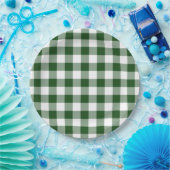Assiettes En Carton Motif En vichy vert et blanc (Fête)