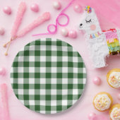 Assiettes En Carton Motif En vichy vert et blanc (Fête)