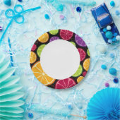 Assiettes En Carton motif et arrière - plan orange (Fête)