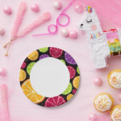 Assiettes En Carton motif et arrière - plan orange (Fête)