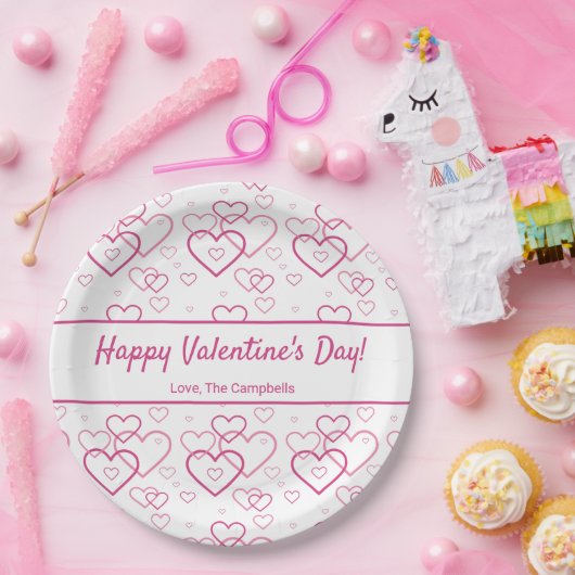 Assiettes En Carton Motif et texte en forme de coeur rose - Saint-Vale (Fête)