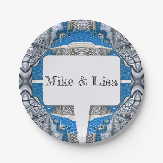 Assiettes En Carton Motif et texte fractionné psychédélique (Devant)