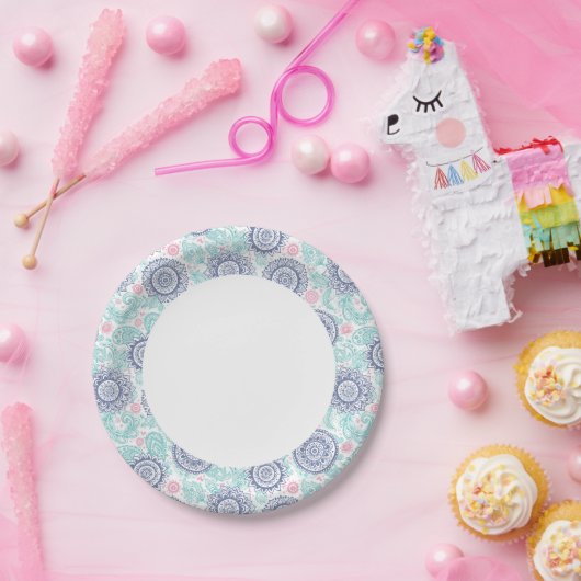 Assiettes En Carton Motif Ethnic Paisley (Fête)