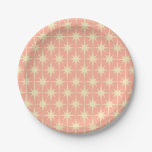 Assiettes En Carton Motif étoile atomique rétro du milieu du siècle