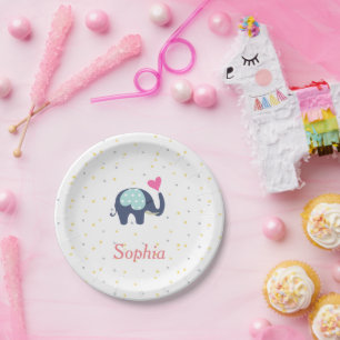 Assiettes En Carton Motif Étoiles Cœur Tronc d'Éléphant Mignon Pour Fi