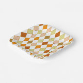 Assiettes En Carton Motif Festif Retro Orange Beige Blanc Diamant (Angulaire)