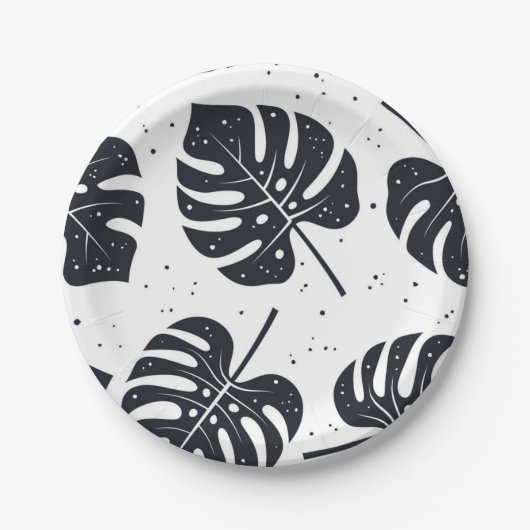 Assiettes En Carton motif feuille (Devant)