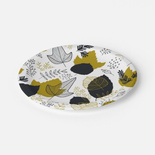 Assiettes En Carton motif feuille (Angle)