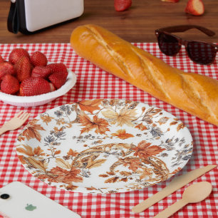 Assiettes En Carton Motif feuille automne