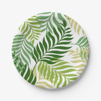 Assiettes En Carton Motif Feuille de la foune botanique sur blanc