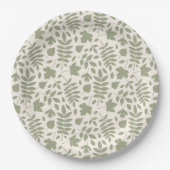 Assiettes En Carton Motif Feuille déchiré vert sur crème (Devant)