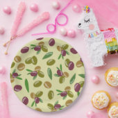 Assiettes En Carton Motif Feuille d'olive et d'olive rustique (Fête)