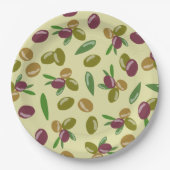 Assiettes En Carton Motif Feuille d'olive et d'olive rustique (Devant)