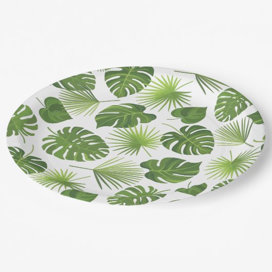 Assiettes En Carton Motif Feuille élégant Green Tropical (Angle)