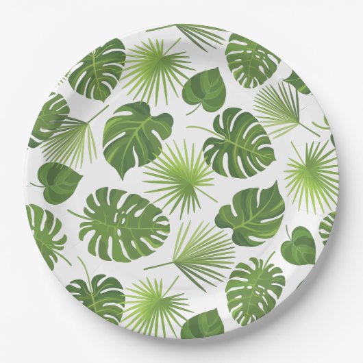 Assiettes En Carton Motif Feuille élégant Green Tropical (Devant)