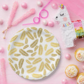 Assiettes En Carton Motif Feuille Faux Gold Palm (Fête)