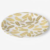 Assiettes En Carton Motif Feuille Faux Gold Palm (Angle)