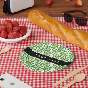Assiettes En Carton Motif feuille, Feuilles verts, votre nom