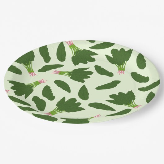 Assiettes En Carton Motif Feuille Green Spinach (Angle)