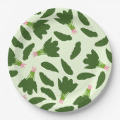 Assiettes En Carton Motif Feuille Green Spinach (Devant)
