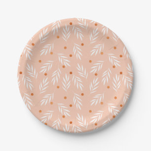 Assiettes En Carton Motif Feuille moderne Apricot rose