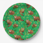 Assiettes En Carton Motif Feuille Red Panda & Bamboo (Devant)