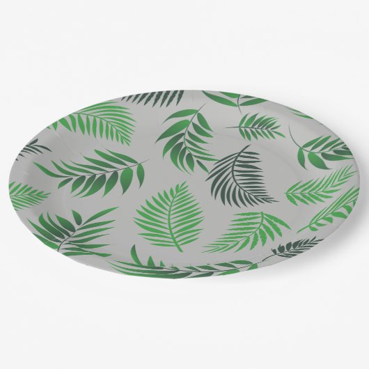 Assiettes En Carton Motif Feuille tropical 11 (Angle)