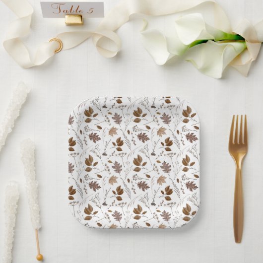 Assiettes En Carton Motif Feuilles d'automne (Mariage)