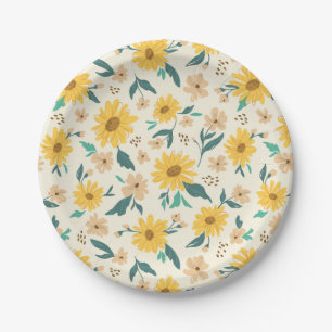 Assiettes En Carton Motif Fleur de marguerite jaune