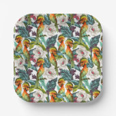 Assiettes En Carton Motif Fleur Exotique Et Oiseau | Monogramme 2 (Recto)
