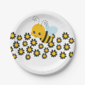 Assiettes En Carton Motif Fleur Noir Jaune (Devant)