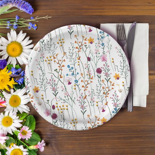 Assiettes En Carton Motif Fleur sauvage