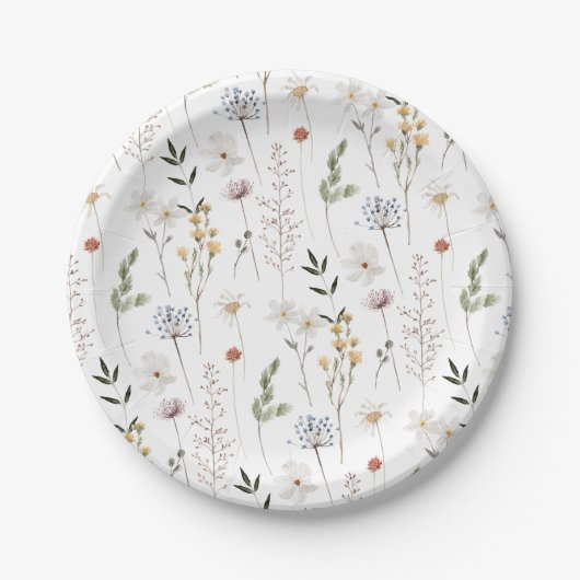 Assiettes En Carton Motif Fleur sauvage Boho (Devant)