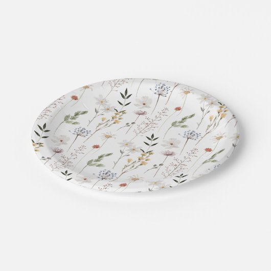 Assiettes En Carton Motif Fleur sauvage Boho (Angle)