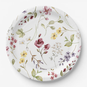 Assiettes En Carton Motif Fleur sauvage doux Baby shower
