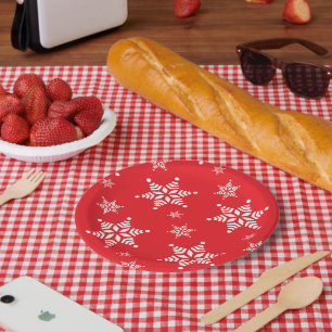 Assiettes En Carton Motif Flocon de Neige, Flocons de Neige Blancs, Ne