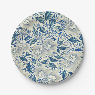 Assiettes En Carton Motif Floral bleu Antique Design asiatique
