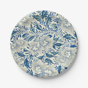 Assiettes En Carton Motif Floral bleu Antique Design asiatique