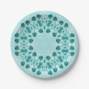 Assiettes En Carton Motif floral, bleu Turquoise