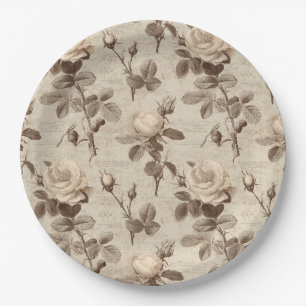 Assiettes En Carton Motif floral botanique vintage (5)