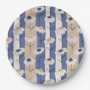 Assiettes En Carton Motif floral de marguerite minimaliste (4)