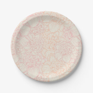 Assiettes En Carton Motif floral de pivoine rose