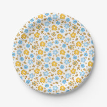Motif floral de printemps bleu jaune