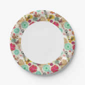 Assiettes En Carton Motif floral de style rétro (Devant)