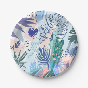 Assiettes En Carton Motif floral de style tropical