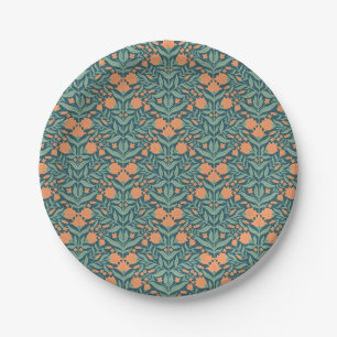 Assiettes En Carton Motif floral de tulipe orange Art Nouveau