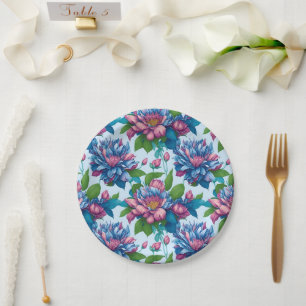 Assiettes En Carton Motif floral : enchantement de dahlias