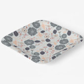 Assiettes En Carton Motif floral gris bleu pêche élégant (Angulaire)
